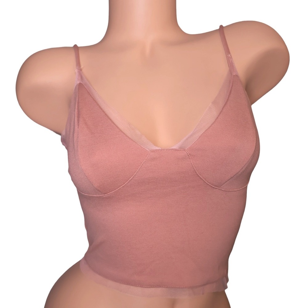 Intimately Free People Mauve Mesh Trim Cami Bralette Crop Top Size S NWOT